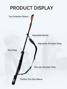 KINGDOM 1pc Fishing Rod Protection Bag, Adjustable Fishing Rod Sleeve With Shoulder Strap, Portable Rod Cover For Casting & Spinning Rod, Lightweight Fishing Tackle Storage Case With Tip Protector, 73cm~152cm - Multicolor - View 5