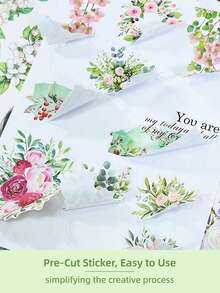 DanSoul Large Size Cottagecore Theme Matte PET Washi Sticker Book For Journaling, 20Sheets Pre-Cut Scrapbook Supplies Various Botanical Flower Adult Sticker For Planners Bullet Journal Card Making Collage Art Crafts - Journaling Supplies - View 4