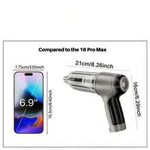 3-In-1 Car Vacuum Cleaner, Powerful Suction, Portable Compact Cordless Handheld Vacuum Cleaner, Suitable For Dry & Wet Cleaning, 2*1200mAh Battery, Car Accessories - A - View 5