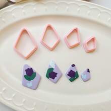 Modern Minimalist Geometric Pattern Polymer Clay Cutter, Asymmetrical Polygon Shaped Clay Cutter, DIY Handmade Earring Pendant Brooch Making Tool, Compatible With Polymer Clay, 3D Printed, Clean Cut, Handmade Jewelry Floral DIY Craft Accessories - Geometric - View 1