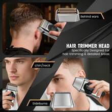 Hatteker 1pc Reciprocating Electric Shaver Men 2-In-1 Razor & Hair Clipper Set, Multi-Speed Adjustable With Base - Multicolor - View 10