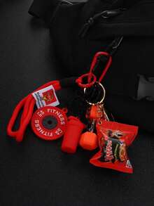 1 Pc Dumbbell Keychain Set, Women's And Men's Fitness Accessory Keychain, Bag Hanging Piece, Car Keychain, Great Gift Item - Multicolor - View 4