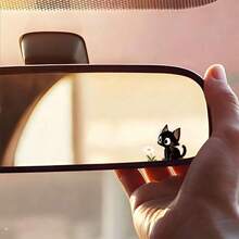 Aesthetic Black Cat Floral Car Rearview Mirror Sticker, Cute Cartoon Animal Vinyl Decal, Easy Install Car Interior Decoration For Vehicle - A - View 12