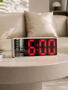 Haus Hana 1pc Mirror Desk Clock With LED Display, 2 Charging Methods, Simple Operation Desk Clock, Electric Alarm Clock For Living Room Decor(Batteries Not Included) - multicolor - View 1