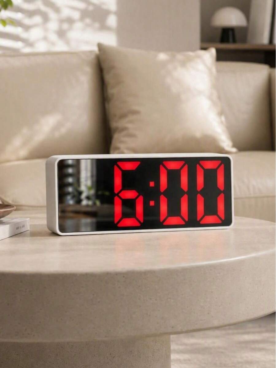 Haus Hana 1pc Mirror Desk Clock With LED Display, 2 Charging Methods, Simple Operation Desk Clock, Electric Alarm Clock For Living Room Decor(Batteries Not Included) - multicolor - View 1