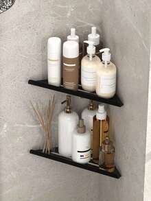 1/2/3pcs Corner Shower Caddy, Bathroom Storage Rack, Indoor Shower Shelf, Kitchen Bathroom Organizer, Space-Saving Triangle Rack - Wall-Mounted Bathroom Shampoo, Body Wash And Cosmetic Storage Rack - Easy To Install, Bathroom Accessories - Multicolor - View 7