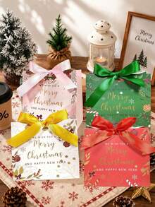 8pcs Merry Christmas Gift Bags, Mini Christmas Bags, 5.1 * 4.5 * 2.2 Inches, With Bow Ribbon, Small Paper Gift Packaging Bags, With Transparent Window, Suitable For Holiday Parties, Birthdays And Theme Celebrations, Christmas Gift Packaging Decoration - Multicolor - View 11