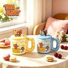 TOM AND JERRY. 正宗陶瓷馬克杯附蓋，可用作手機支架，450ml 厚壁陶瓷防塵杯，適用於居家、辦公室、宿舍及生日禮物，可微波爐與洗碗機使用 - 彩色 - 查看 8