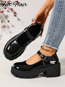 Foot Flair 女款厚底踝帶經典舒適瑪麗珍鞋 尺寸 35-43 - 黑色 - 查看 4