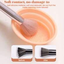 26pcs And 1pc Free Gift Makeup Brush Set With Makeup Sponges Powder Puff Cleaning Mat Face Washing Wristbands Soft Synthetic Bristles Cosmetic Brushes For Foundation Blush Eyeshadow Makeup Tools Gift For Makeup Lover - Multicolor - View 9
