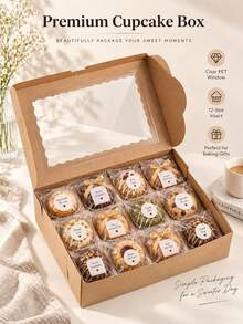 Cupcake Box With Window, Birthday Holiday Party Baking Supplies Dessert Box, Halloween, Thanksgiving And Christmas Gift Box - New Model - View 8