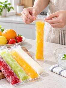 Transparent Popsicle Bags, Suitable For DIY Popsicles, Juice And Frozen Desserts, Convenient Freezer Storage Bags, Suitable For Home Kitchen Use - Multicolor - View 6