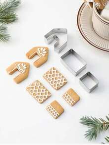 3pcs Christmas Gingerbread House Cookie Cutter Mold, Hand-Pressed Icing House Cookie Mold For Home Baking Dessert - View 7