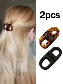 2pcs Detachable Magnetic Hair Clips, Non-Slip Strong Grip Flat Hair Claw Clips, Women's Leopard Print Matte Hollow Hair Clips, Suitable For Half-Up Hairstyles - Multicolor - View 7