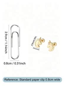 Artepollo 1Pair 925 Sterling Silver 14K Gold Plated Stud Earrings Cute Dinosaur Whale Pineapple Shell Unicorn Bow Ear Studs Girls Daily Jewelry, Gift Box Packed - Gold - View 12