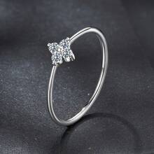 WOSTU 925 Sterling Silver Four Leaf Clover Ring Moissanite Minimalist Stackable For Women Wedding Anniversary Party Gift For Her Adjustable Nickel Free 1PC - MSR072 - View 4