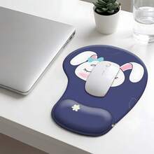 1pc Cute Bow Rabbit Cartoon Print Ergonomic Wrist Rest Mouse Pad With Slow Rebound Silicone Wrist Support, Fits Wrist Curve To Relieve Fatigue During Long Office Work And Study, Smooth Wear-Resistant Surface For Precise Mouse Movement, Non-Slip Silicone Base, Soft Sweet Cartoon Style Desktop Decor, Quality Office Accessory, Thoughtful Gift For Friends And Family - View 3