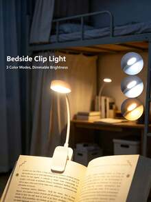 1pc Battery Powered Clip-On Reading Light, Book Clip Light, Clip-On Reading Lamp, Reading Light, Mini Desk Lamp, Reading Book Light, Portable Reading Light, Batteries Not Included, 3 Color Temperatures, Stepless Dimming, Mini Portable, Suitable For Bedroom Reading, Living Room Reading, Bed Reading, Gift, Reading, Book Light, Reading Light, Book, Bookmark, LED Light, Lamp, Light, Book Accessories, Gift For Book Lovers, Fun Gift, Ramadan, Christmas, Home Decor - Reading Lamp - View 7