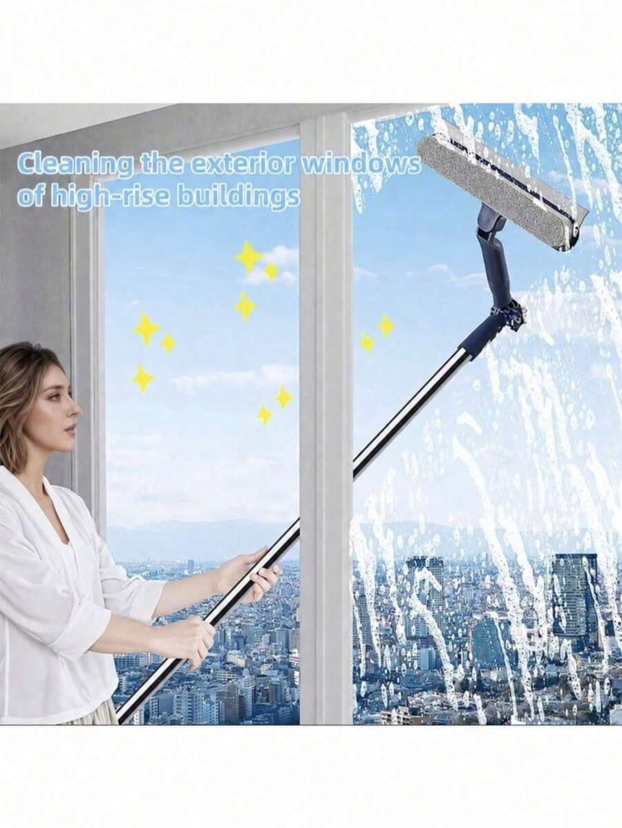 1 buah Pembersih Kaca Tiang Teleskopik 2-in-1, Panjang 119,99 cm, Kepala Sikat yang Dapat Diatur, Pembersihan Jendela Profesional dari Lantai hingga Langit-langit, Mudah Digunakan, Cocok untuk Dalam/Luar Ruangan, Kaca Lantai, Bahan Plastik, Tidak Membutuhkan Daya Listrik - Beraneka warna - View 1