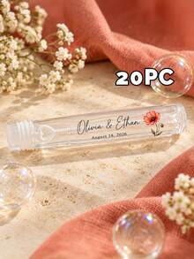20/40/70pcs Personalized Customized Wedding Bubble Wand Stickers, Custom Floral Labels, Wedding Guest Favors, Bridal Shower Party Supplies - Multicolor - View 45