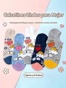 12 Pares de Calcetines Invisibles para Mujer, Coloridos con Estampados Originales y Estilosos, Cómodos y Versátiles para Uso Diario - Multicolor - Ver 2