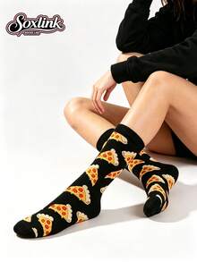 1 Pair Unisex New Food Pizza Pattern Long Socks, Fashionable And Versatile - Multicolor - View 7