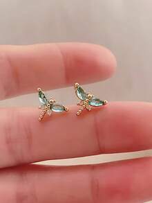 1 Pair Mini Dragonfly Stud Earrings, Cute Insect Series, Versatile Daily Wear For Women - Gold - View 4