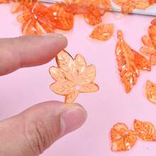 30g/Bag Fall Acrylic Leaf Beads, Orange Transparent Maple & Oak Leaf Charms For Thanksgiving DIY Crafts, Jewelry Making, Bracelets & Necklaces - Orange - View 2
