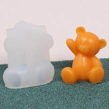 1pc Bear Silicone Mold Standing Bear Sitting Bear Waving Bear DIY Aromatherapy Candle Plaster Resin Ornament Handmade Mold - Multicolor - View 2