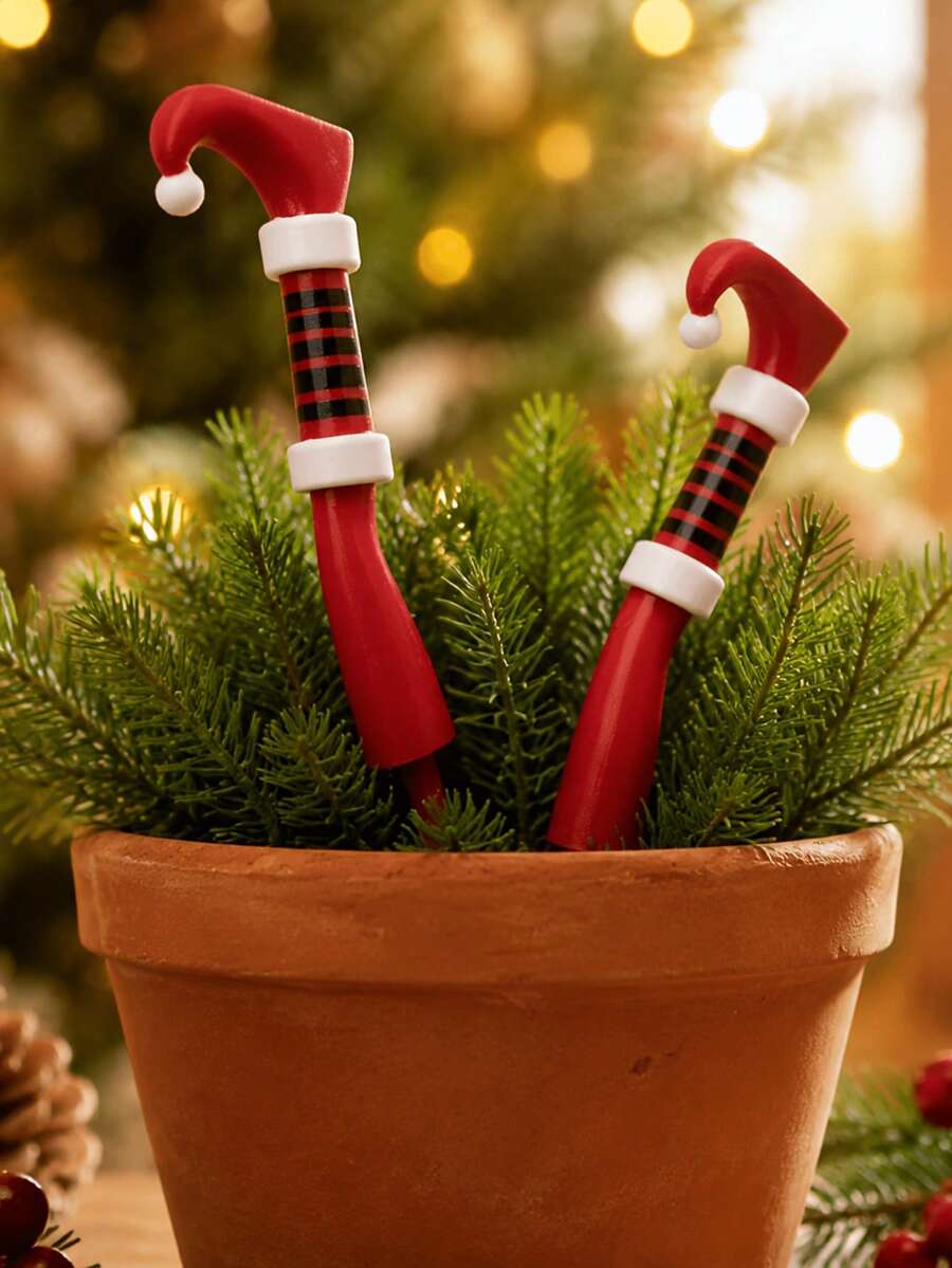 [3D]Christmas Elf Leg Potted Ground Plug 3D Printed Flower Pot Decoration Branch Plug Christmas Courtyard Garden Greenery Scenery Fun Ornament - Multicolor - View 1