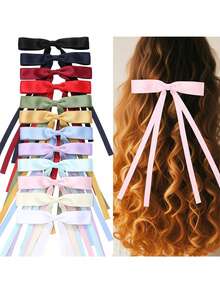 10Pcs Satin Silk Bow Hair Clips Long Ribbon Tassel Hair Barrettes Cute Coquette Balletcore Hair Accessories - Multicolor - View 5