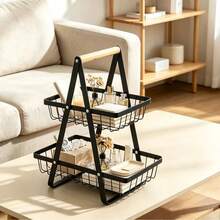 3-Tier Storage Basket, Rust-Proof Countertop Organizer, Elegant Minimalist Design; Suitable For Bathroom, Kitchen, Living Room, Storage Room, Bedroom, Hotel, Gathering And Party - Multicolor - View 5