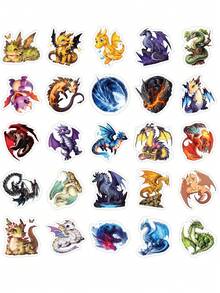 50Pcs Cute & Fierce Dragon Vinyl Stickers,Waterproof Vinyl Decals,Versatile Decor For Water Bottle,Laptop,Phone Case,Skateboard,Luggage,Journal Scrapbook DIY Project - Multicolor - View 8