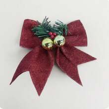 Christmas Bow Ornament With Artificial Pine Branches, Red Berries And Gold Bells, Suitable For Christmas Tree, Wreath, Gift Box Holiday Decoration - Christmas Gift - Birthday Gift - Perfect Gift - Holiday Gift - Small Gift - Multiple Styles - View 13
