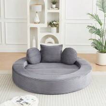 A Versatile 4-In-1 Sofa Bed, Ideal For Compact Living Spaces, That Can Be Used As Both A Semi-Circular Sofa And A Round Daybed, Two Round Cushions And One Square Cushion - Grey - View 8