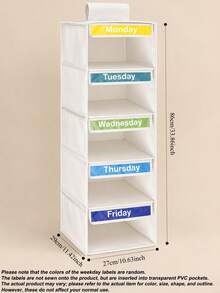 Multi-Layer Hanging Closet Organizer Bag, Fabric Storage Bag With Labels, Baby Room Clothing Storage Organizer Rack - Transparent - View 7