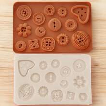 The 1pc Simulation Button Shaped Silicone Mold Is Suitable For Handmade Art Production, DIY Creative Props, Various Button Shapes, Simple Demolding, And Reusable Silicone Molds. - Beige - View 5