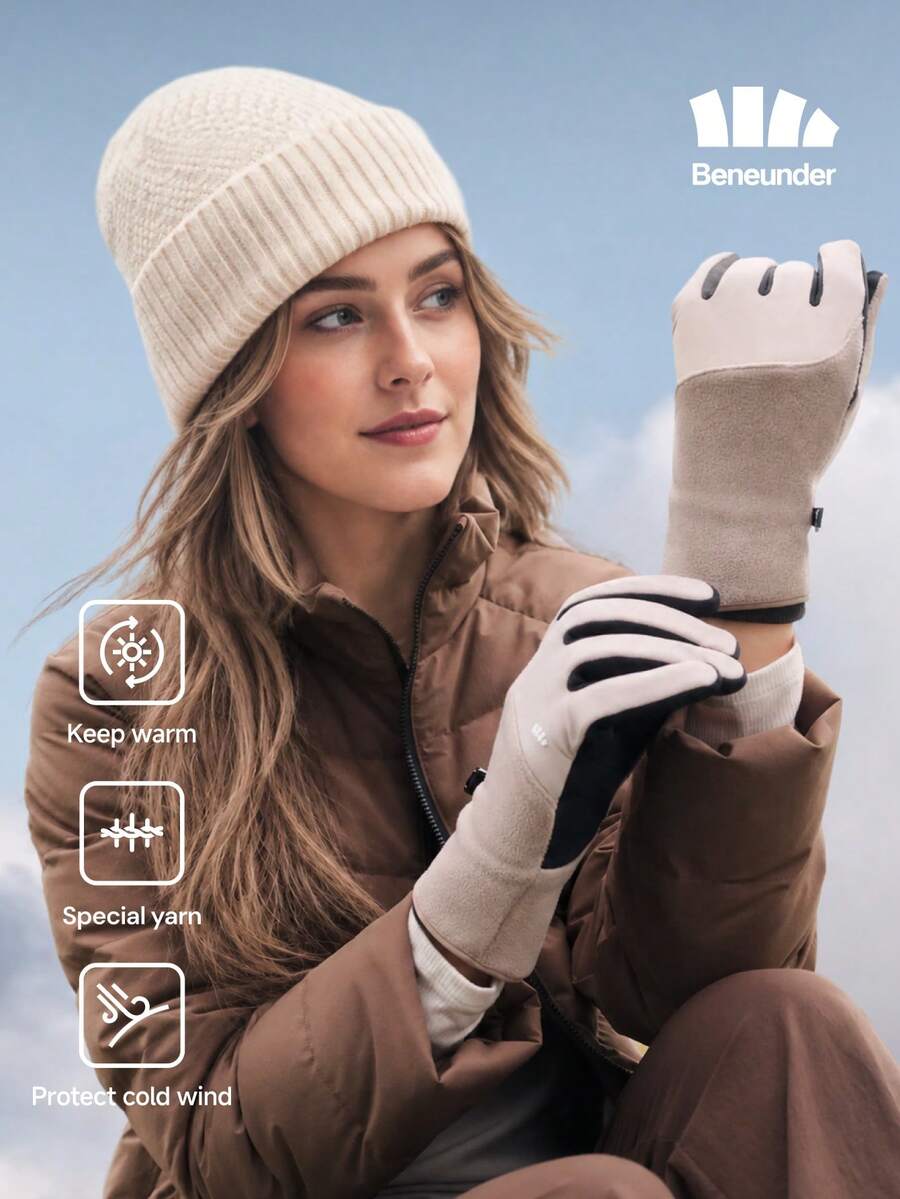 Beneunder Warm Fleece-Touch Gloves PM360 - Dark Apricot Brown - View 1