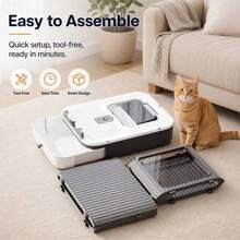 Large Enclosed Cat Litter Box, Top Entry, High Side Walls, Foldable Easy-Clean Pull-Out Tray, Effective Odor Control, Spacious Interior, Suitable For Large Cats, No Tools Assembly, Includes Hanging Litter Scoop, Modern Home Design - one-size - View 6