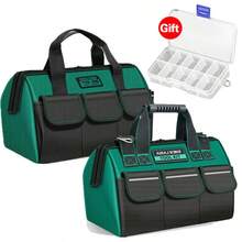 1pc Heavy Duty Waterproof Tool Bag - Large Capacity Oxford Canvas, Wear-Resistant Electrician Tool Storage Organizer Bag With Multiple Compartments, Can Store Screws, Nails, Drill Bits And Other Tools. - Multicolor - View 3