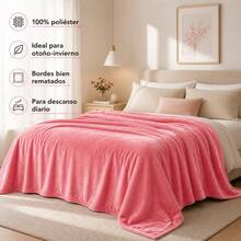 Soft Polyester Throw Blanket For Bed And Sofa In Various Sizes And Grey Or Pink Colors, Warm Lightweight Cover - Pink - View 3
