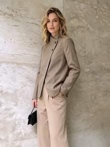 Women's Casual Commute Long Sleeve Single-Breasted Blazer - Khaki - View 2