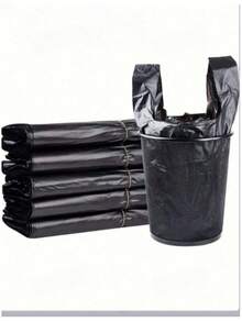 50pcs/100pcs Plastic T-Shirt Bags With Handles, Black Large Kitchen Storage Bags, Used For Grocery And Trash Storage, Suitable For Kitchen, Bathroom, Bedroom, Office, Supermarket, Retail Store And Home Waste Storage - Multicolor - View 9