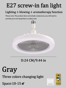 E27 Screw Base Aromatherapy Fan Light, Suitable For Living Room, Kitchen, Bedroom, Remote Control/Wall Control, LED White Light, Warm Light, Neutral Light, 3-Speed Fan, High Color Rendering Index - CPFS-02 - View 16