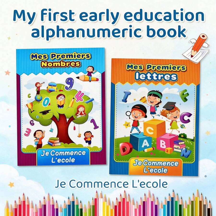 French Language Learning Activity Workbook, 2 Books Set, Letter And Number Tracing Book For Writing Training - Multicolor - View 1