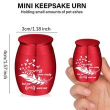 Small Keepsake Urns For Human Pet Ashes - Green/Red - Share Urn With Family & Friends Mini Cremation Urns With Feather Seagull Pattern Aluminum Alloy Memorial Ashes Holder - Multicolor - View 2