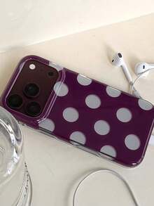 Casing Ponsel Polkadot Burgundy Kompatibel dengan Apple 18 Pro Max, 16 Pro, 16, 17 Pro, 15 Pro, Pelindung Tahan Guncangan dengan Tepi Lembut Matte Baru, Perlindungan Penuh - Purple - View 9