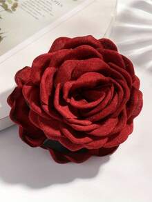 1pc Women's Elegant And Sophisticated Fabric Flower Hair Claw Clip - Brown - View 11