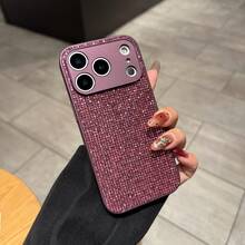 DECOPHONE High-End Full-Screen Diamond Small Grid Pattern, Compatible With Apple 18/17 Pro Max/16/15/14 Dual-Layer Glossy Korean Style Phone Case - Pink - View 2