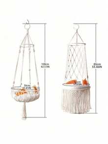 1pc Bohemian Style Cat Hammock, Hand-Woven Cotton Rope Pet Basket - Suitable For All Seasons, Decorative Hanging Cat Cradle Hammock For Living Room And Balcony - A-style With Hanging Strap - View 11